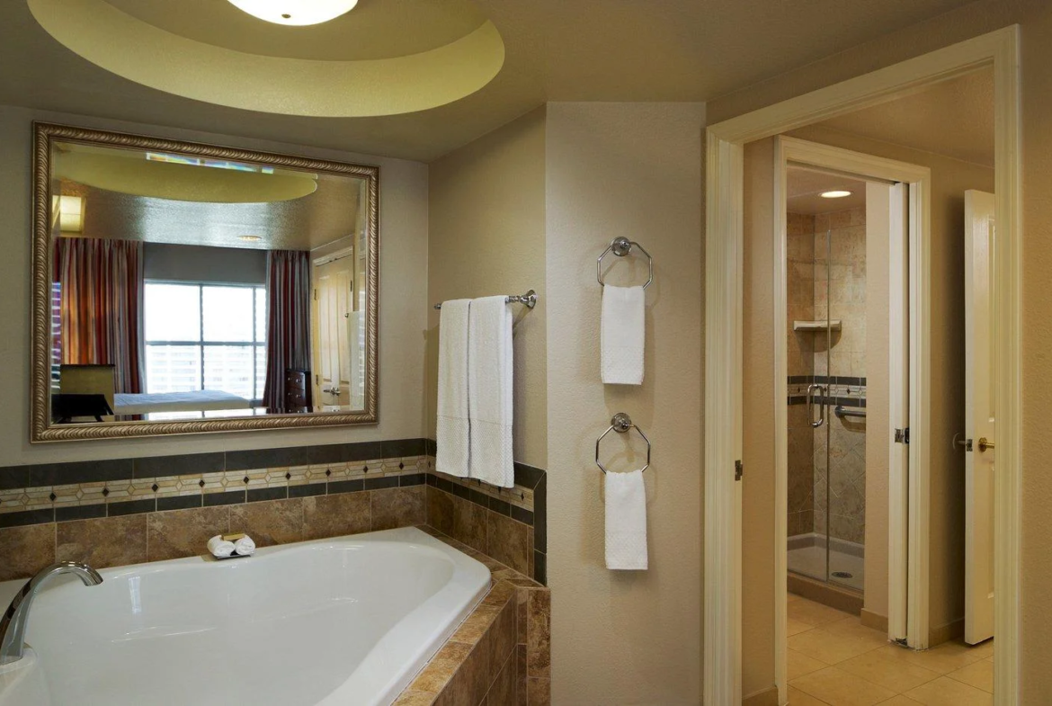 Bathroom with separate soaking tub