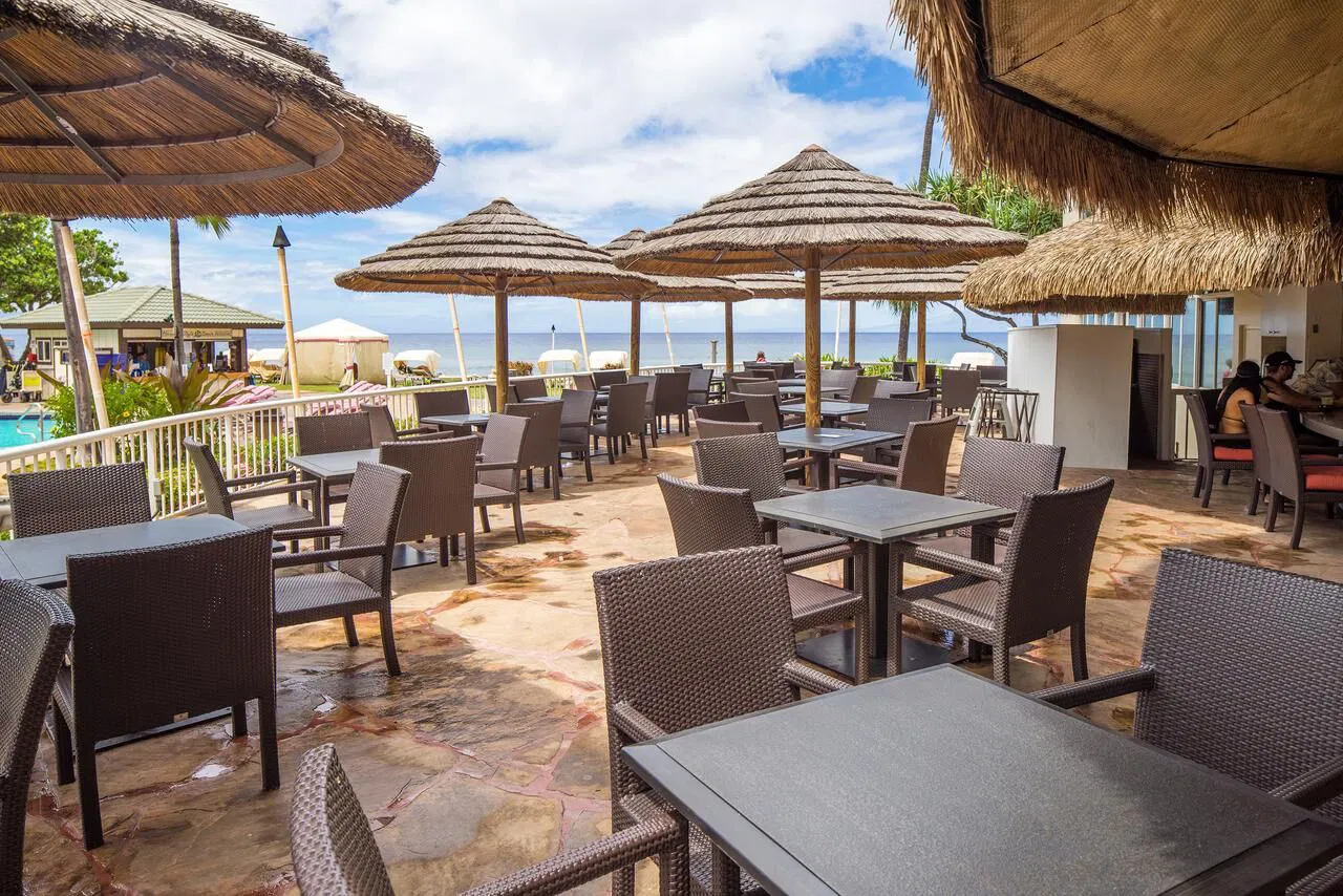 Kaanapali Beach Club outdoor seating Kaanapali Beach Club outdoor seating