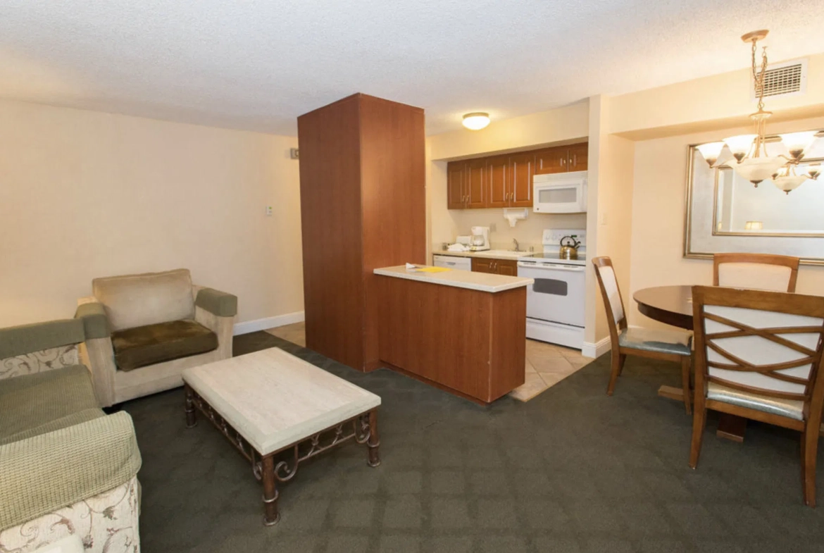 kitchen and living room