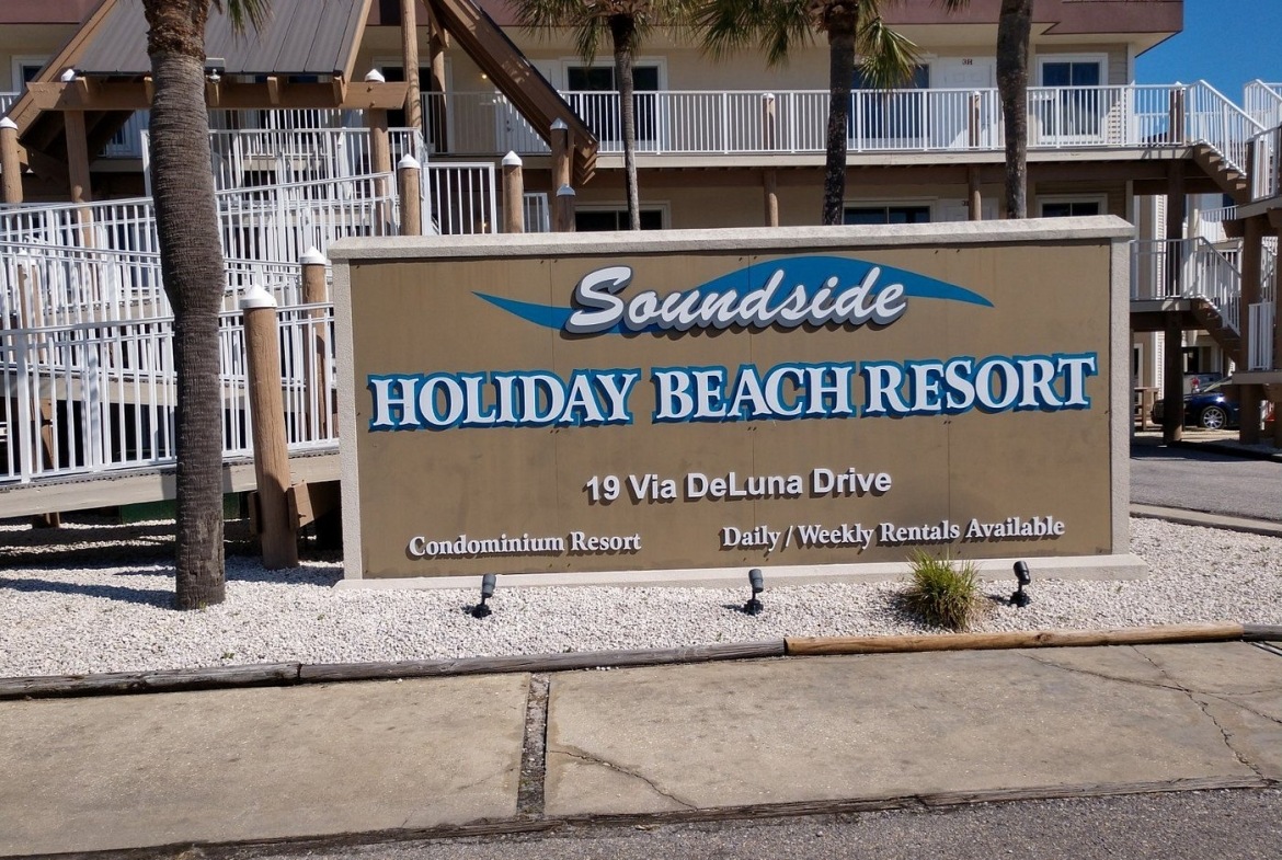 Holiday Beach Resort- Soundside sign