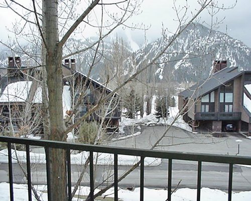 outdoor balcony with snow view
