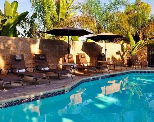 outdoor pool area