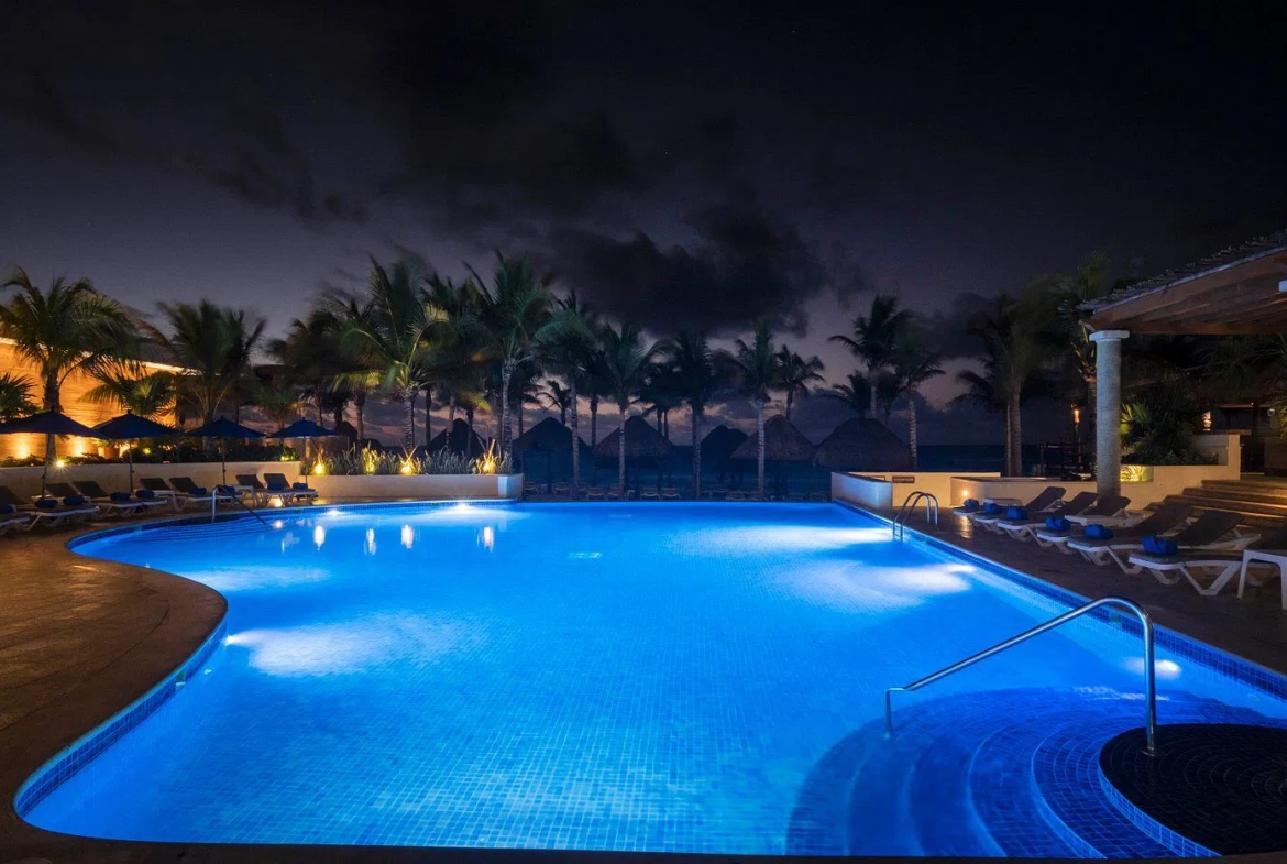 outdoor pool at night
