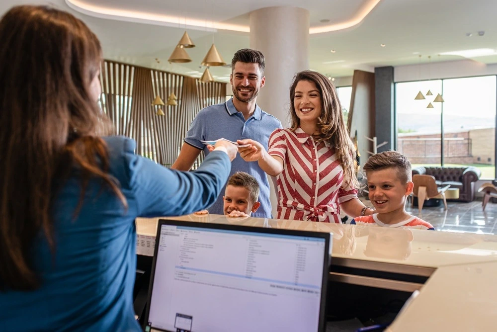 Family Checking in at Resort