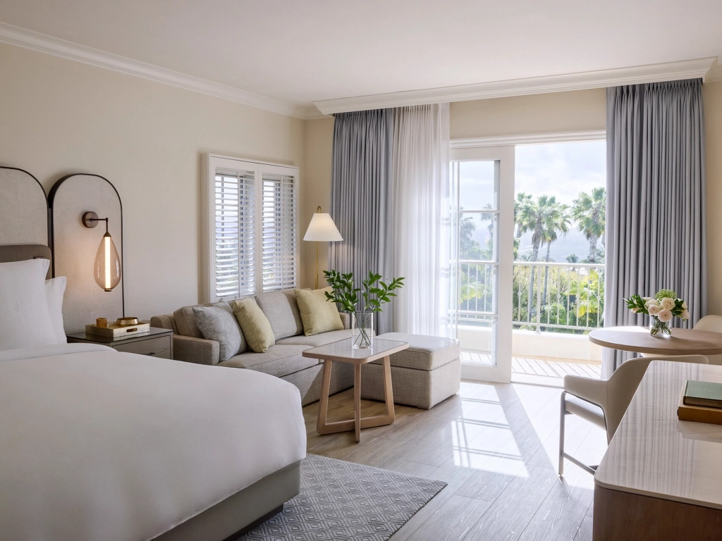 Bright bedroom with balcony at Four Seasons Aviara, an ideal stay when comparing fractional ownership vs timeshare.