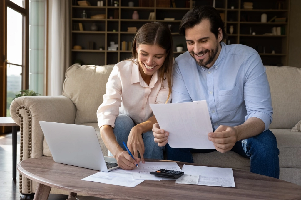 Couple doing math Couple Deciding Whether a Timeshare is Worth It