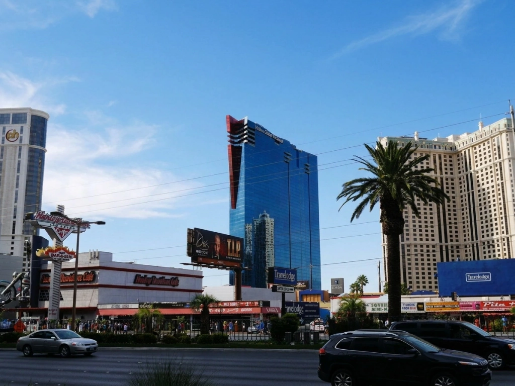Elara resort tower viewed from across the street on the Las Vegas Strip.
